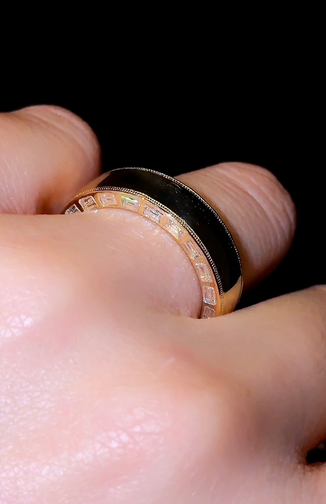 Baguette Inlay Wedding Band