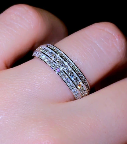 Triple Pavé Bevelled Men’s Wedding Band