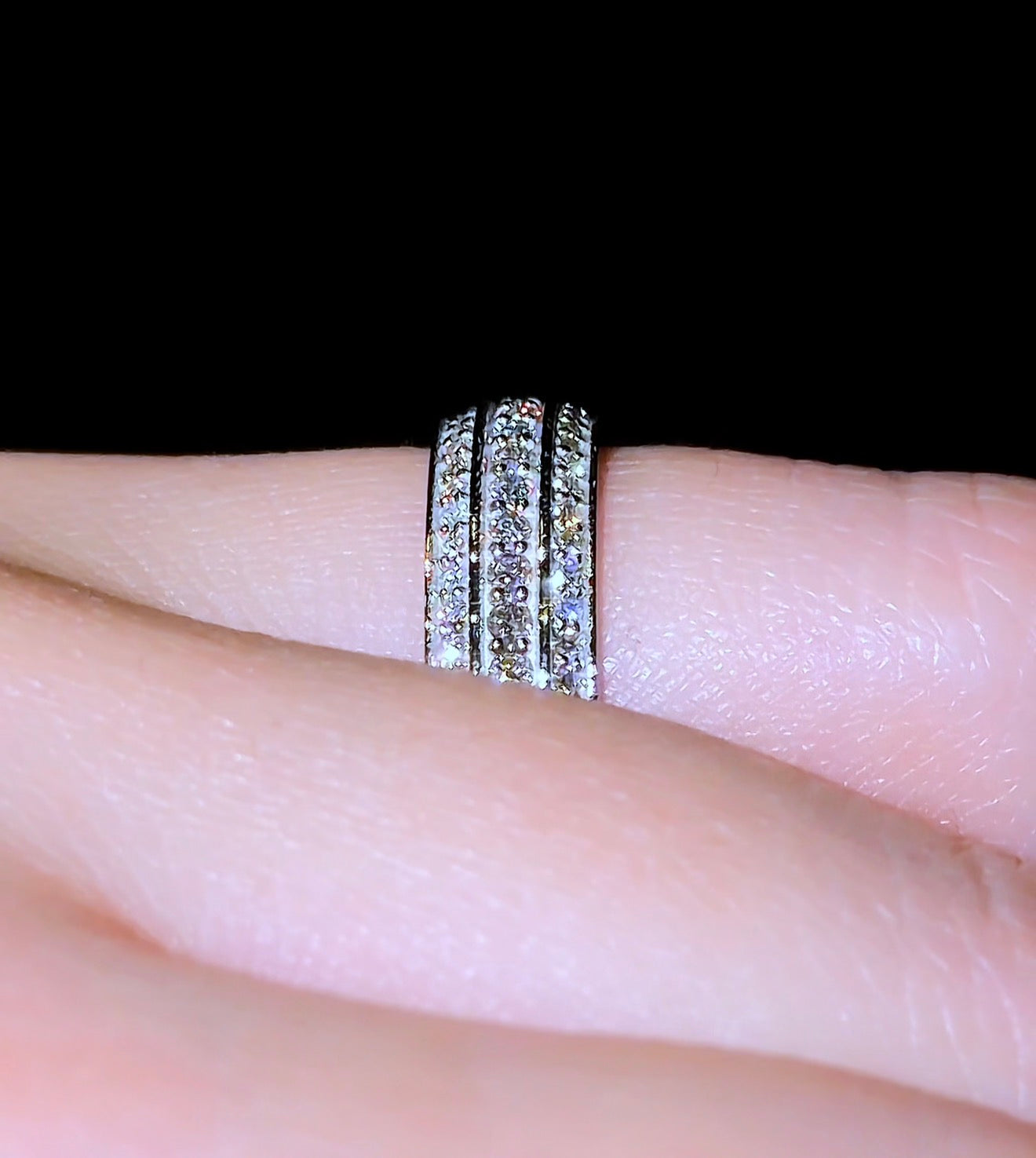 Triple Pavé Bevelled Men’s Wedding Band