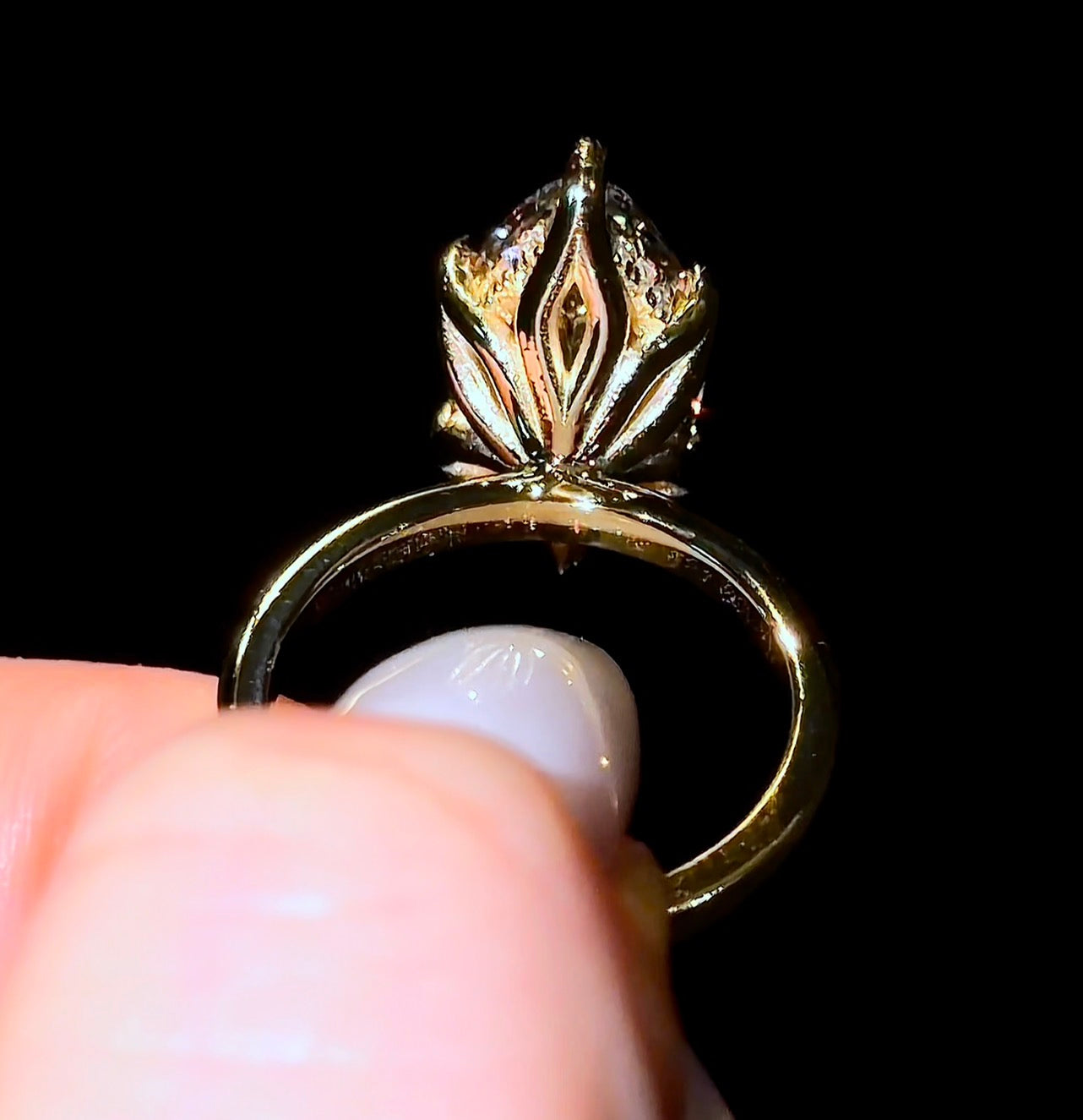 Marquise Flower Hidden Halo