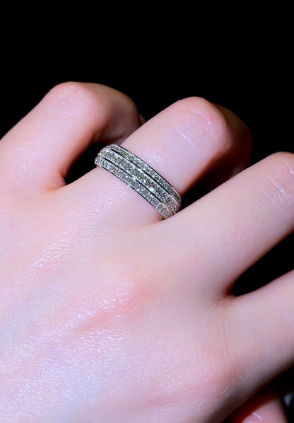 Triple Pavé Bevelled Men’s Wedding Band