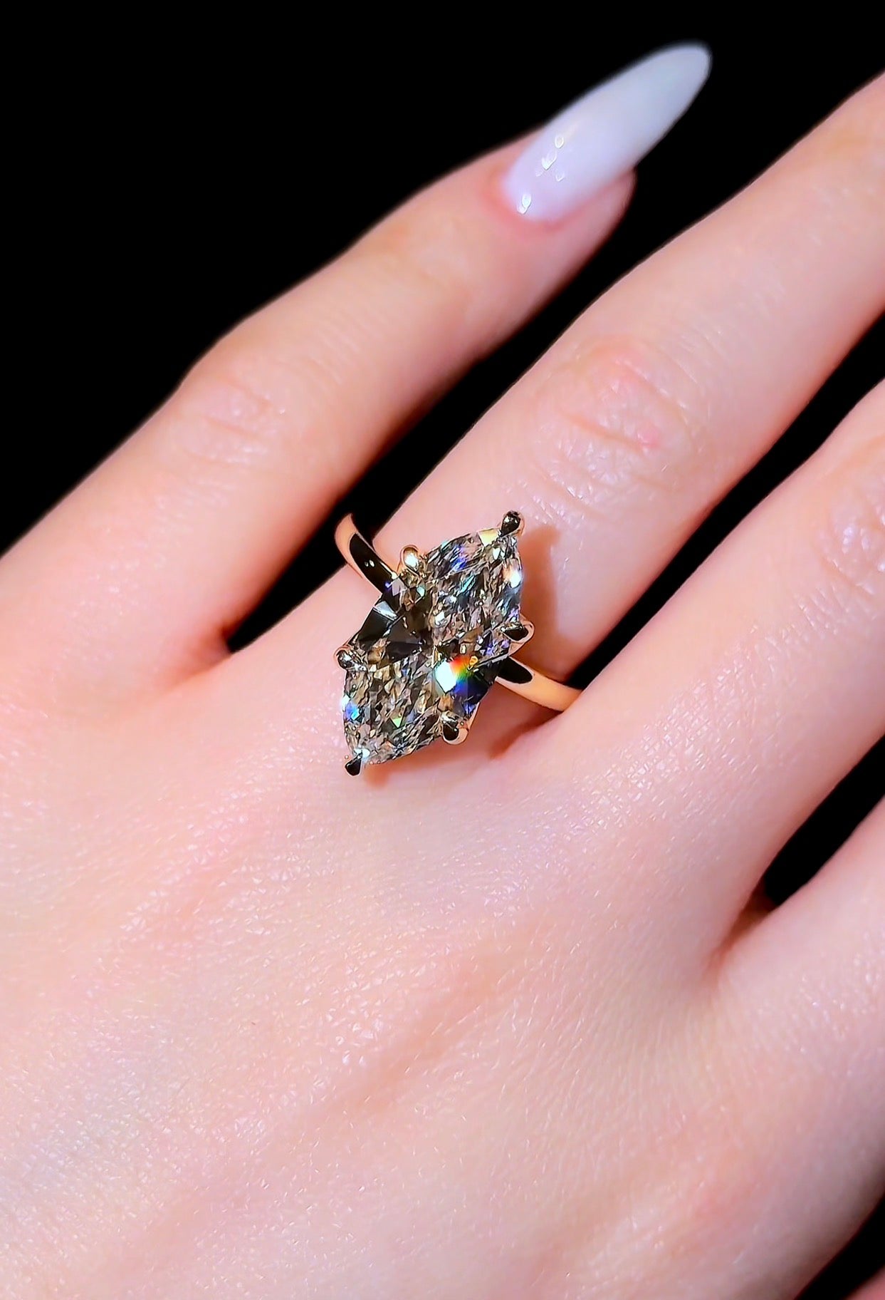Marquise Flower Hidden Halo