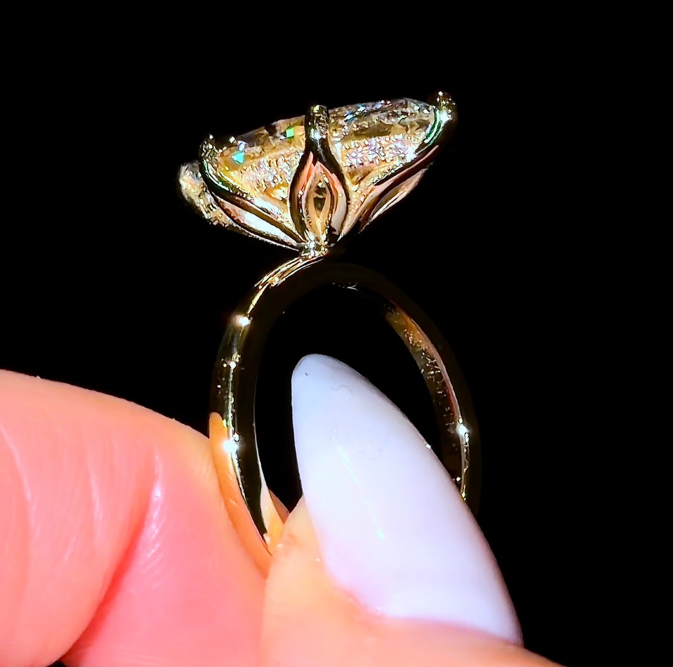 Marquise Flower Hidden Halo