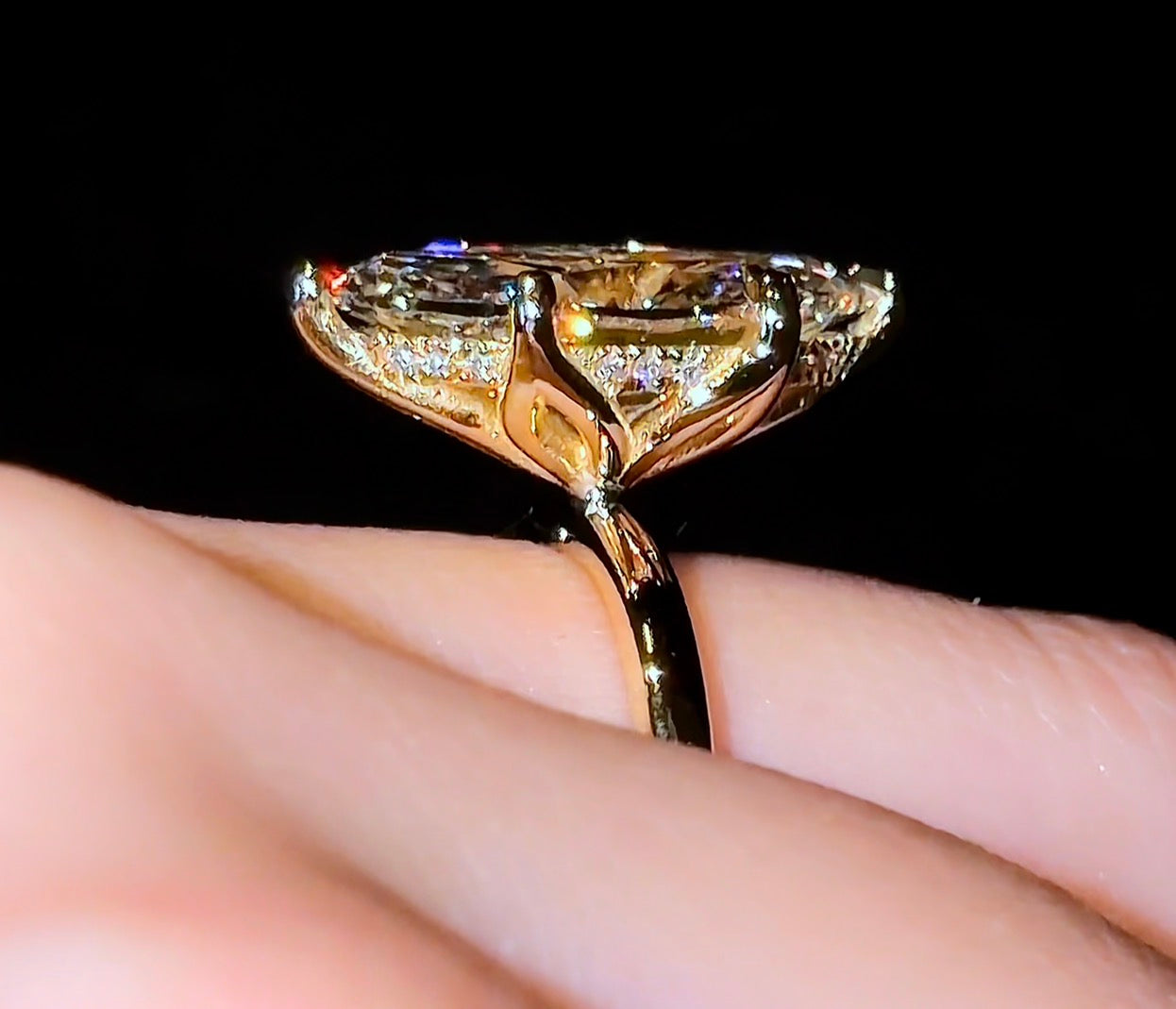 Marquise Flower Hidden Halo