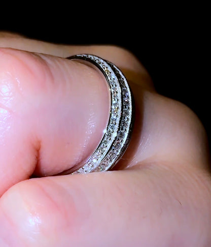 Triple Pavé Bevelled Men’s Wedding Band