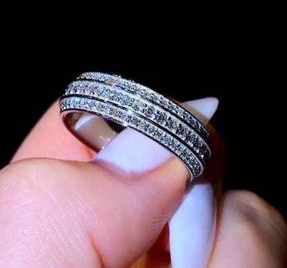 Triple Pavé Bevelled Men’s Wedding Band