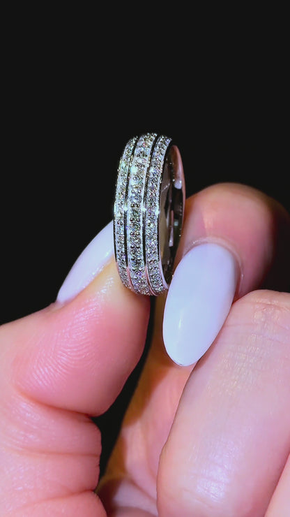 Triple Pavé Bevelled Men’s Wedding Band